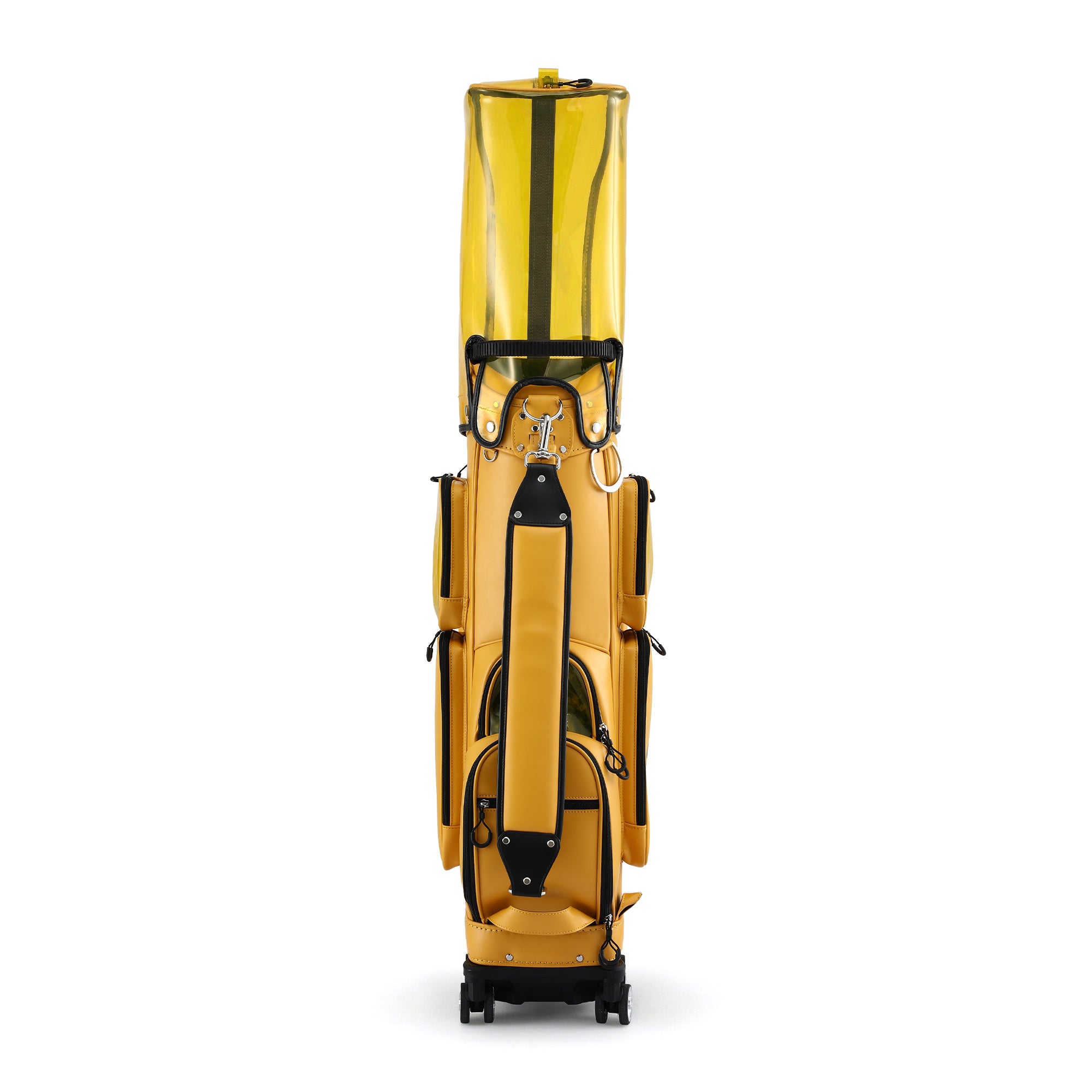 Everfit Golf Cart Bag Rolling Buggy Club Organiser Synthetic Leather Yellow