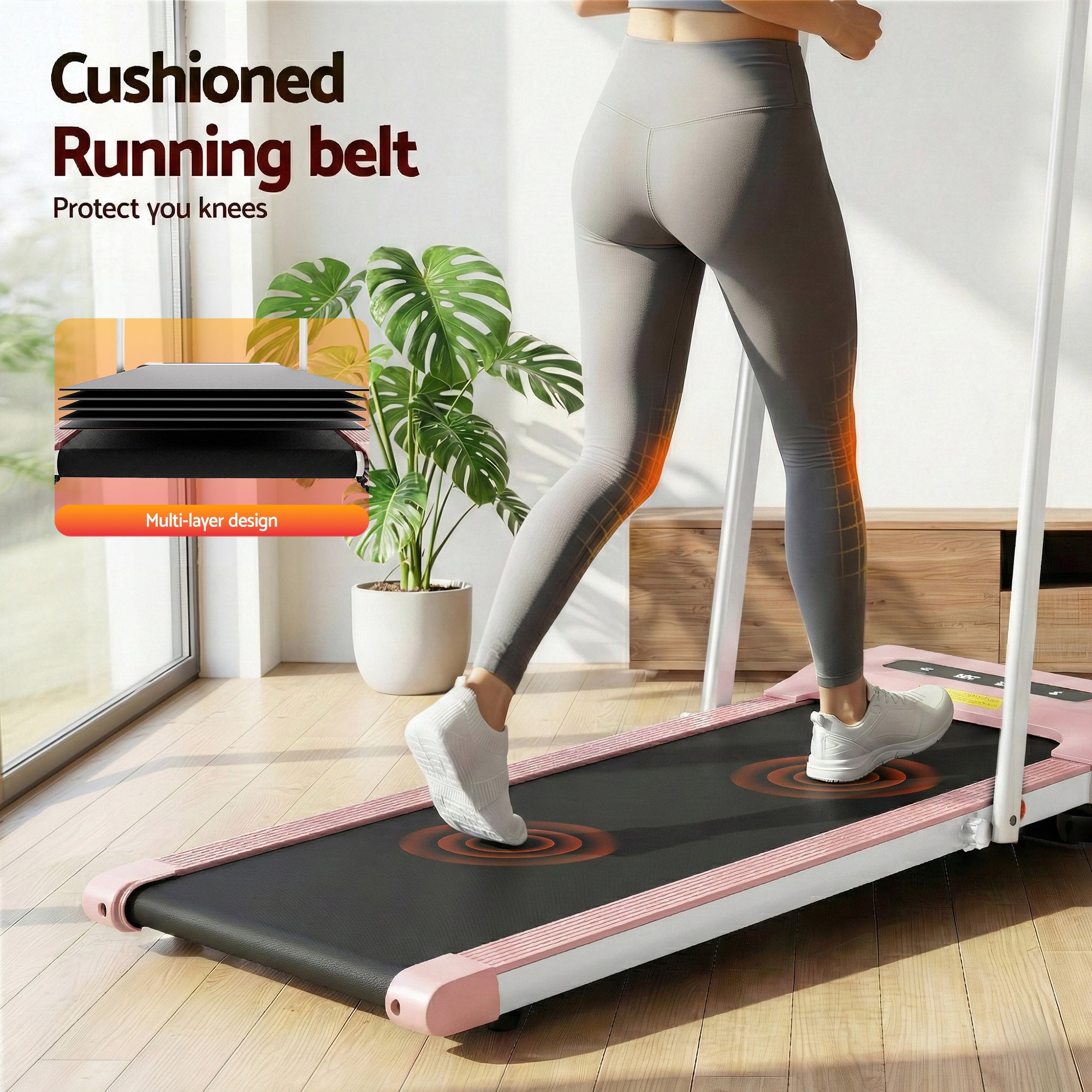 Everfit Treadmill Electric Walking Pad Under Desk Home Gym Fitness 380mm Pink