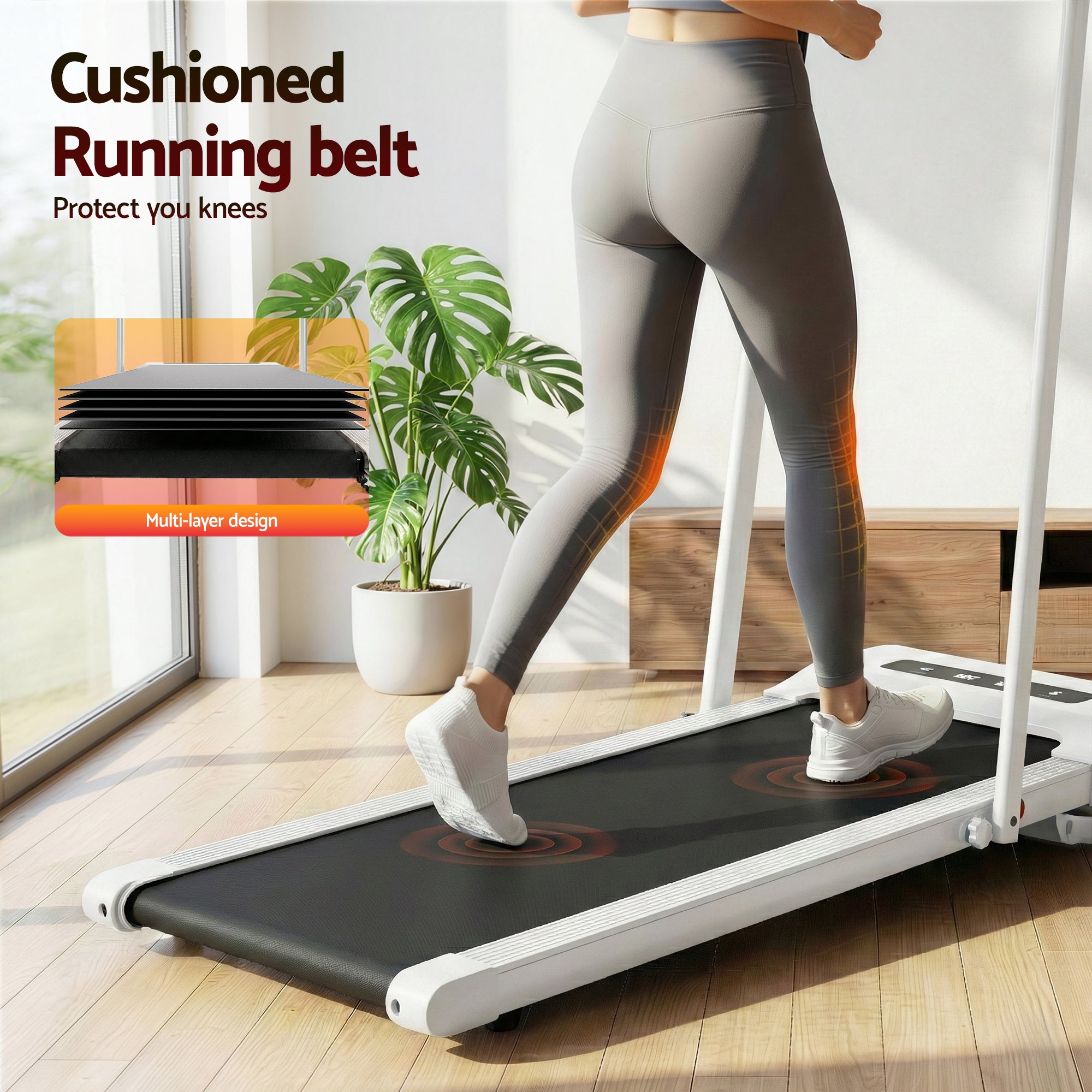 Everfit Treadmill Electric Walking Pad Under Desk Home Gym Fitness 380mm White