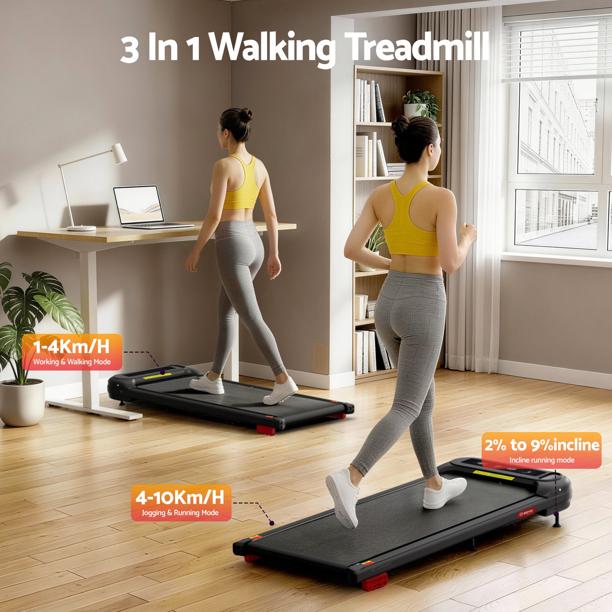 Everfit Treadmill Electric Walking Pad with Incline Under Desk Home Gym Black