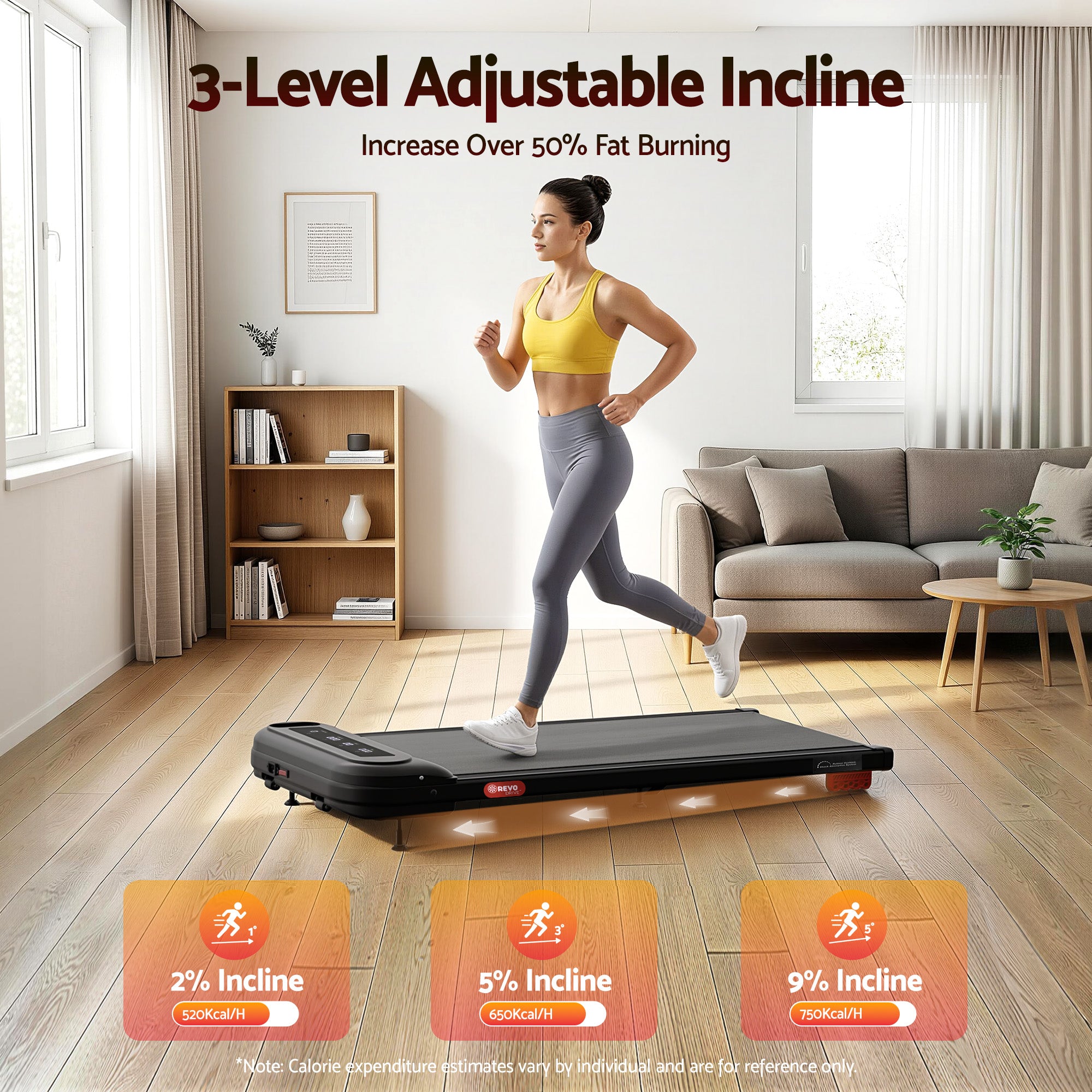 Everfit Treadmill Electric Walking Pad with Incline Under Desk Home Gym Black