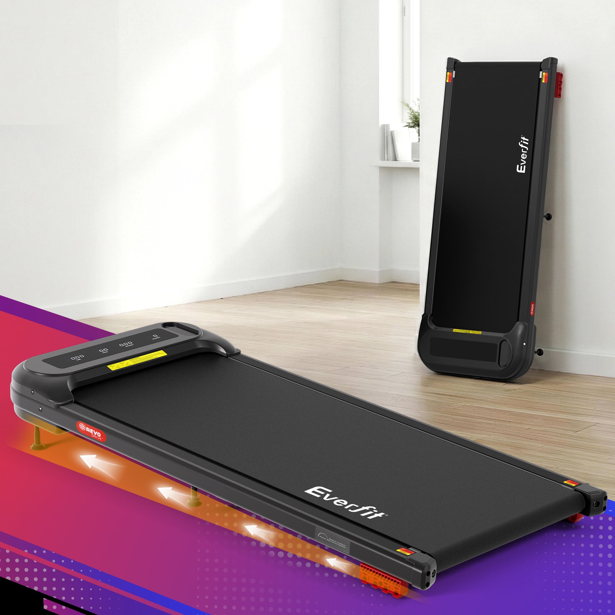 Everfit Treadmill Electric Walking Pad with Incline Under Desk Home Gym Black