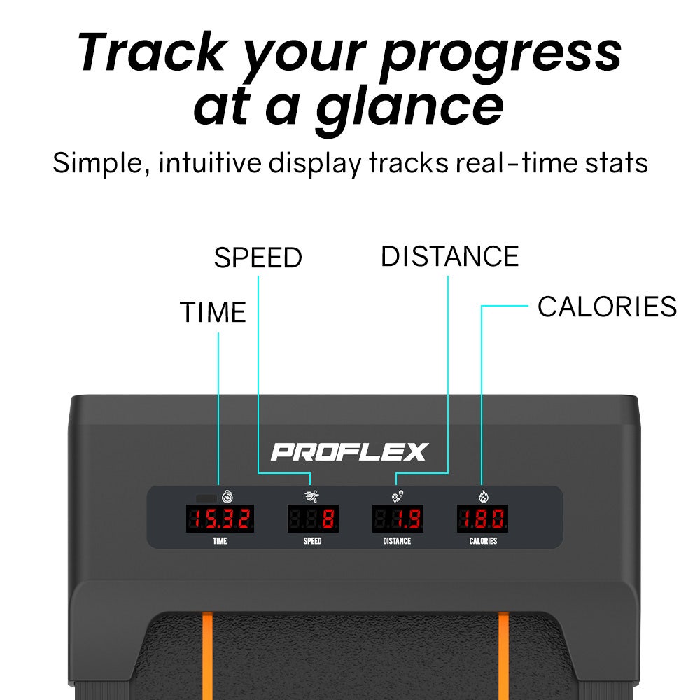 PROFLEX Electric Walking Pad Under Desk Treadmill, Remote Control, Compact Foldable Size, Tablet Holder, LCD Display, Walk or Light Jog