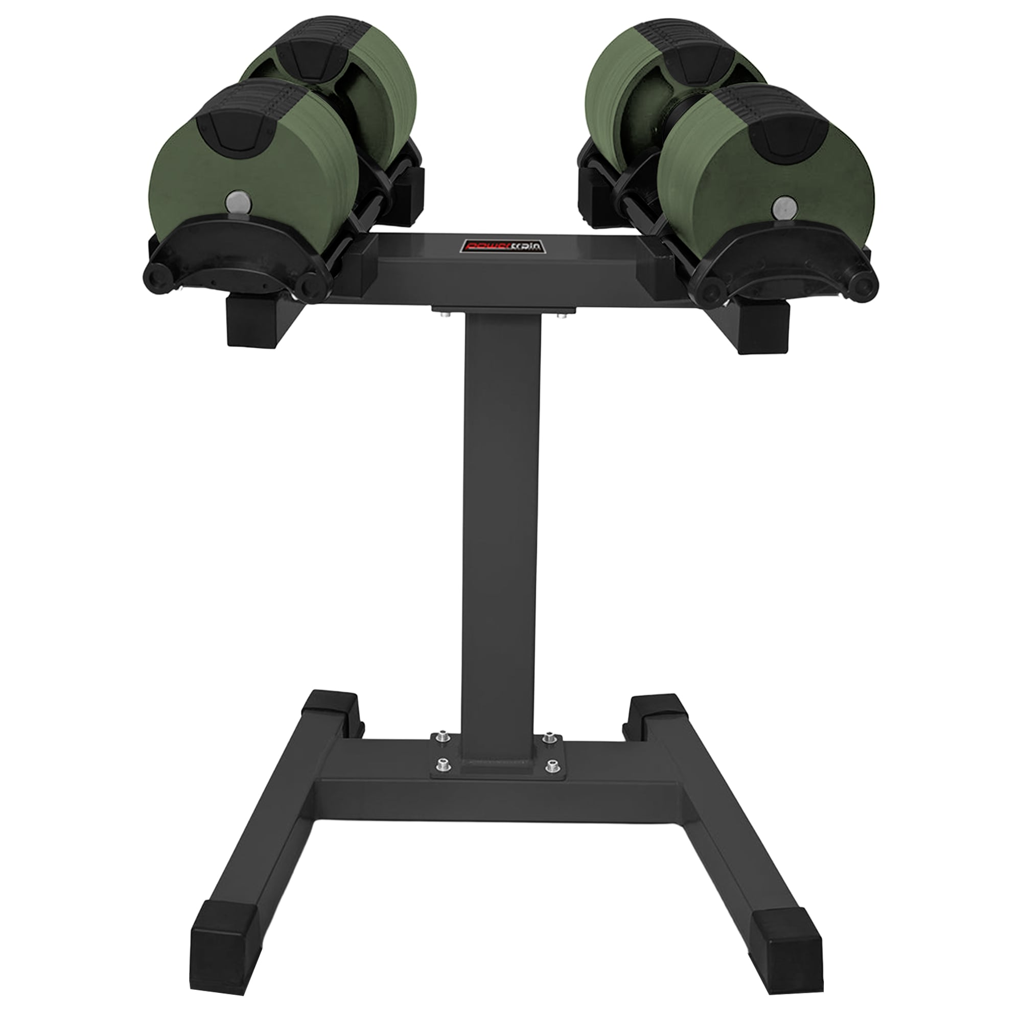 Powertrain Eon Dial-Up 90KG Adjustable Dumbbells Pair with Stand  - Green