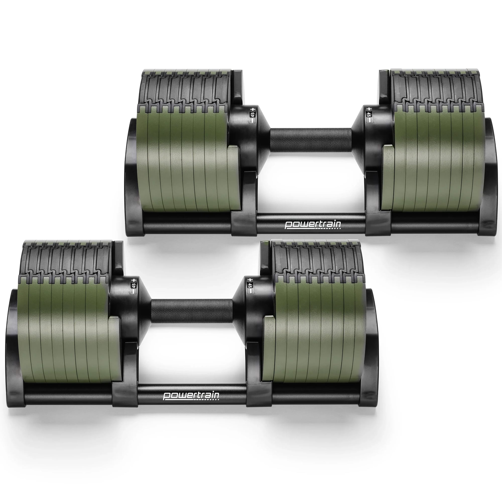 Powertrain Eon Dial-Up 90KG Adjustable Dumbbells Pair with Stand  - Green