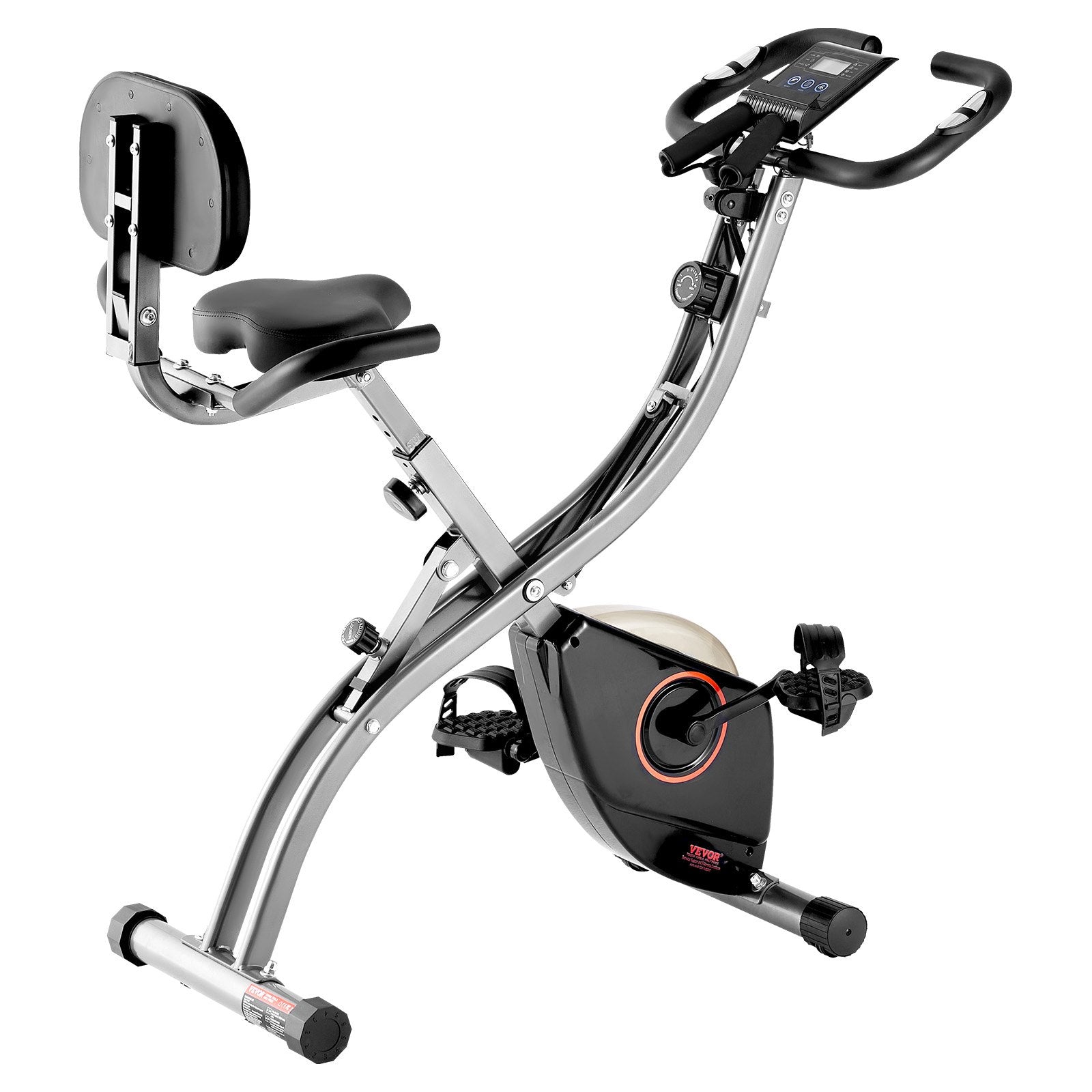 Folding Exercise Bike, Foldable Fitness Stationary Bike, Adjustable Magnetic Resistance Stationary Bike, Upright Indoor Cycling Bike for Home Gym Workout, Comfortable Seat Cushion, LCD Monitor